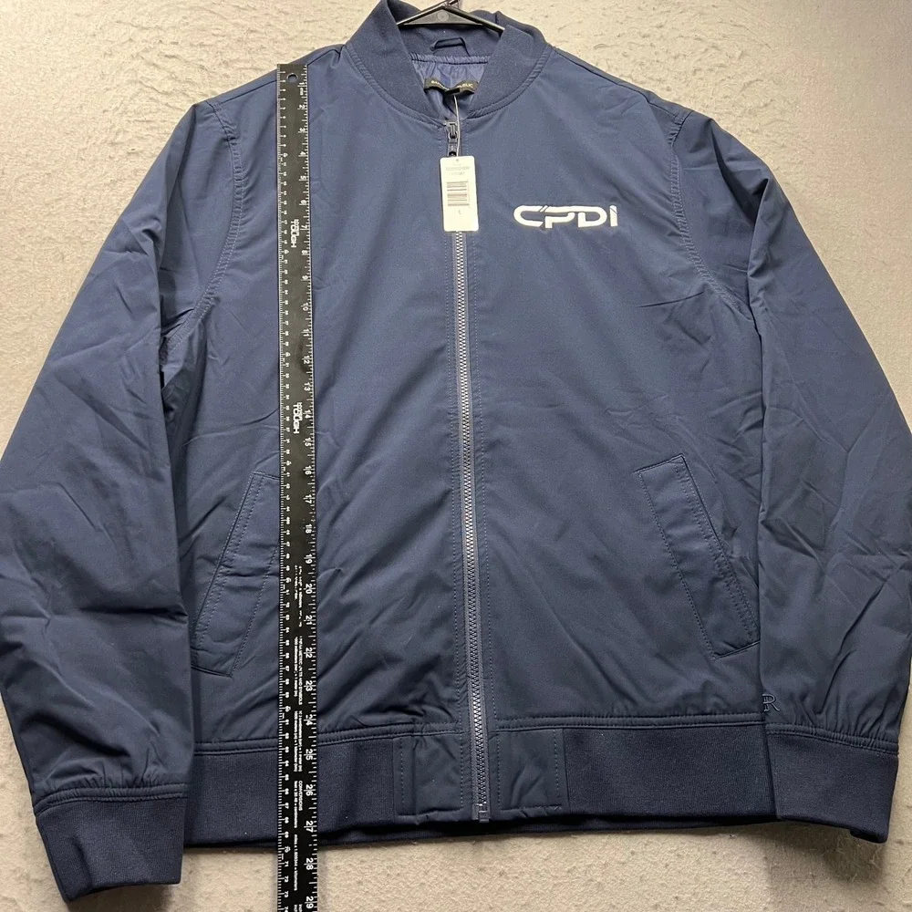 Banana Republic Mens Bomber Jacket Navy Blue CPDI Logo Full Zip Size L NEW